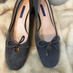 Stuart Weitzman Suede Pump Gray Gabby Bow Size 8 1/2 M